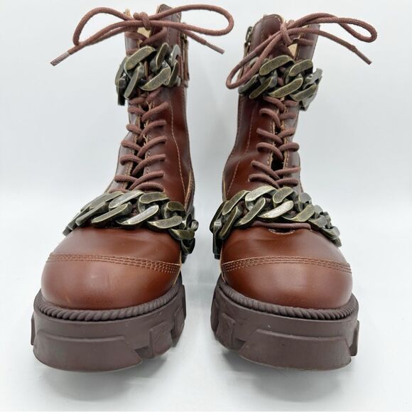 Kelsi Dagger Brooklyn Brave Chunky Platform Lug Sole Boots Chain Detail size 8M - Picture 4 of 16